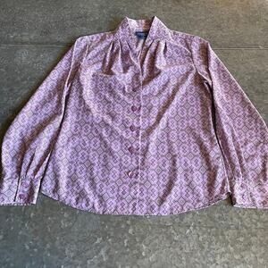 Pendleton Southwest Aztec Purple Blouse Womens 4 Petite Lavender Button Up Shirt